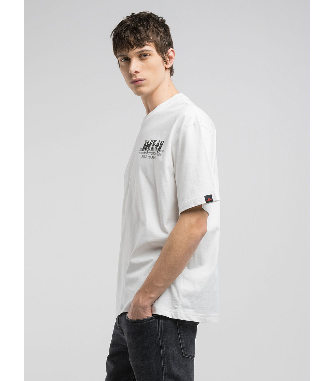 オーバーフィット ベーシックジャ－ジーコットンプリントTシャツ 詳細画像 ホワイト 3